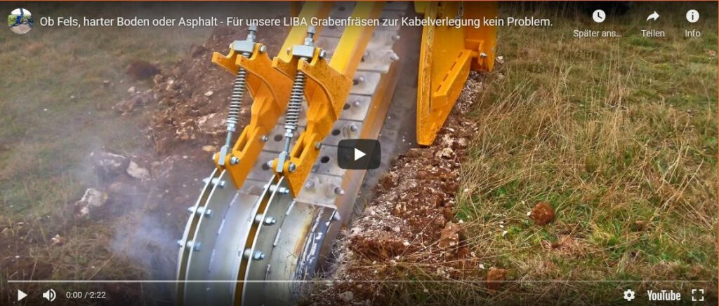 YouTube Video land drainage trencher with milling wheel